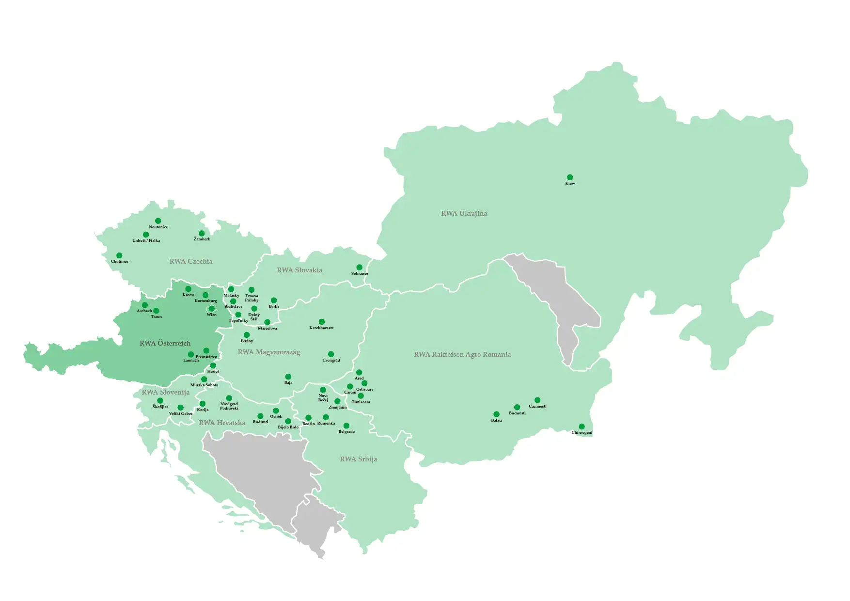 Landkarte der 9 RWA-Länder
